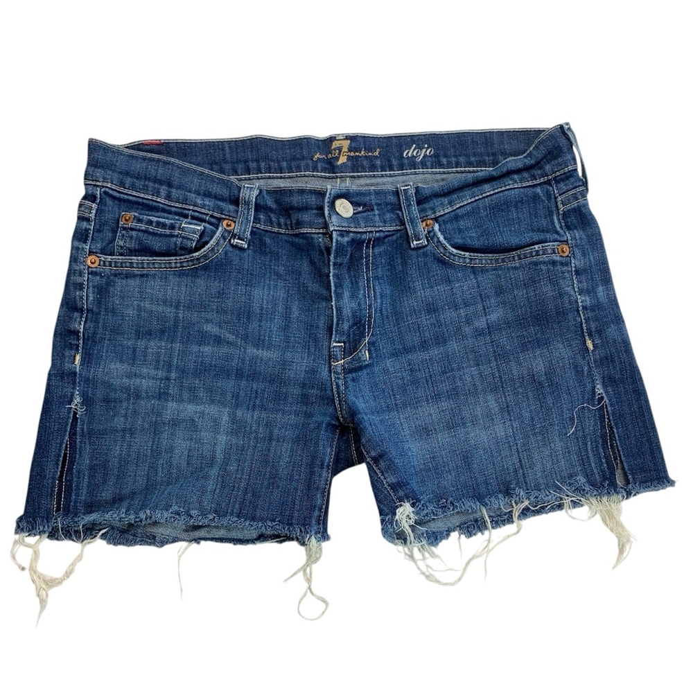 7 For ALL MANKIND Indigo Dojo Cut Off Jean Shorts Sz 29 - Picture 2 of 8